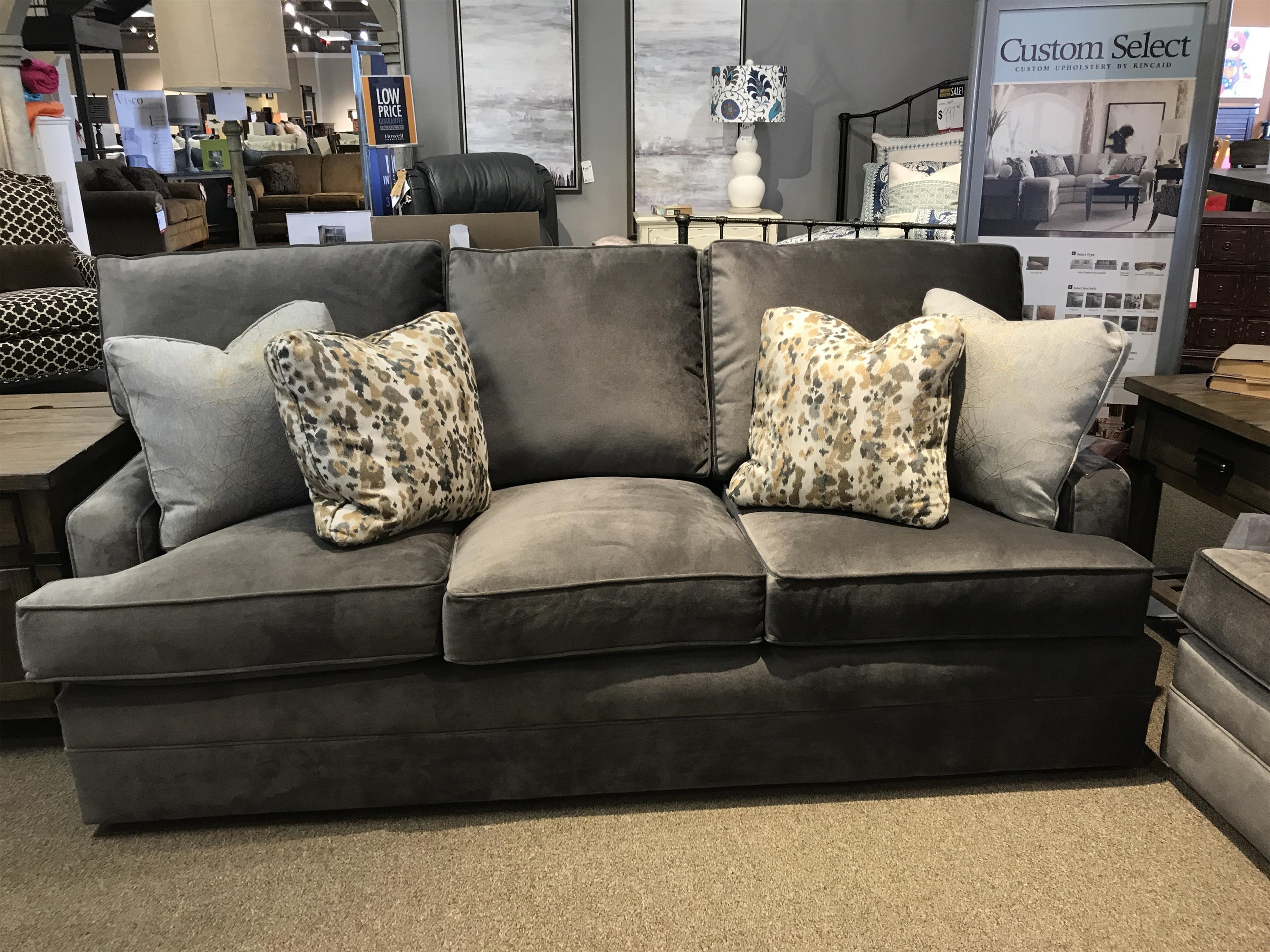 Contemporary Gray Sofa with Track Arms